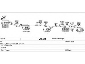 MTS C380308003162 išmetimo sistema 
 Išmetimo sistema -> Išmetimo sistema, visa