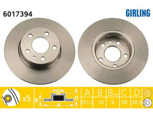 GIRLING 6017394 stabdžių diskas 
 Dviratė transporto priemonės -> Stabdžių sistema -> Stabdžių diskai / priedai
0000060743390, 0000060814804, 0060569164