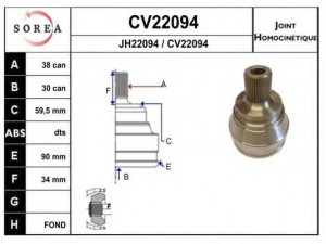 EAI CV22094K jungčių komplektas, kardaninis velenas 
 Ratų pavara -> Sujungimai/komplektas