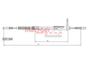 METZGER 10.9455 trosas, stovėjimo stabdys 
 Stabdžių sistema -> Valdymo svirtys/trosai
220 420 2785