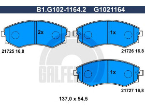 GALFER B1.G102-1164.2 stabdžių trinkelių rinkinys, diskinis stabdys 
 Techninės priežiūros dalys -> Papildomas remontas
41060-32R94, 41060-44F92, 41060-48R91