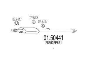 MTS 01.50441 vidurinis duslintuvas 
 Išmetimo sistema -> Duslintuvas
286502E651
