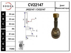 EAI CV22147K jungčių komplektas, kardaninis velenas 
 Ratų pavara -> Sujungimai/komplektas
NN-02-02