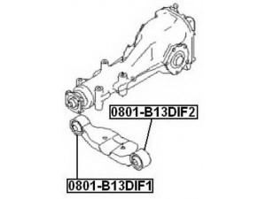 ASVA 0801-B13DIF2 valdymo svirties/išilginių svirčių įvorė 
 Ašies montavimas/vairavimo mechanizmas/ratai -> Valdymo svirtis/pasukamosios svirties sujungimas -> Montavimas/sutvirtinimas
41310-AG022, 41310-AG030, 41310-AG031