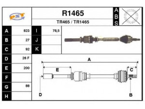 SNRA R1465 kardaninis velenas 
 Ratų pavara -> Kardaninis velenas
8200216017, 8200387522