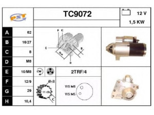 SNRA TC9072 starteris 
 Elektros įranga -> Starterio sistema -> Starteris
M0T22471, M0T22473, 28100YV010