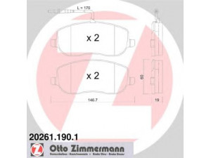 ZIMMERMANN 20261.190.1 stabdžių trinkelių rinkinys, diskinis stabdys 
 Techninės priežiūros dalys -> Papildomas remontas
77362236, 77364447, 9949552, 4252 20