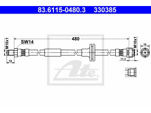 ATE 83.6115-0480.3 stabdžių žarnelė 
 Stabdžių sistema -> Stabdžių žarnelės
