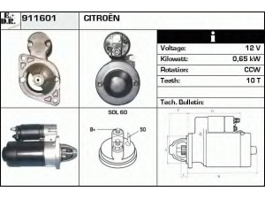 EDR 911601 starteris 
 Elektros įranga -> Starterio sistema -> Starteris
8671014226, 5491163, 5500926, 5802N7
