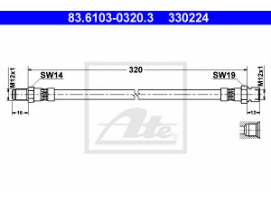 ATE 83.6103-0320.3 stabdžių žarnelė
90 810 522 426, 90 810 525 170