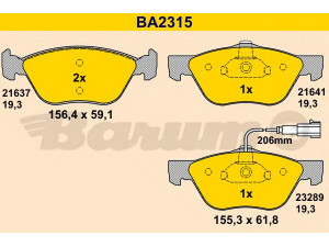 BARUM BA2315 stabdžių trinkelių rinkinys, diskinis stabdys 
 Techninės priežiūros dalys -> Papildomas remontas
71772214, 77362193, 77362229, 77362231