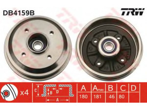 TRW DB4159B stabdžių būgnas 
 Stabdžių sistema -> Būgninis stabdys -> Stabdžių būgnas
424735, 424744, 95659622, 424735