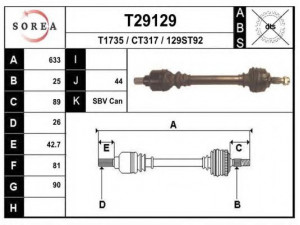 EAI T29129 kardaninis velenas 
 Ratų pavara -> Kardaninis velenas
32728V