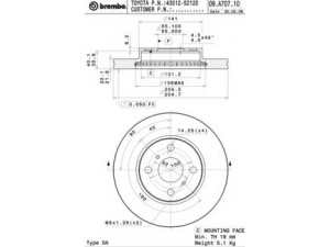 BREMBO 09.A707.10 stabdžių diskas 
 Dviratė transporto priemonės -> Stabdžių sistema -> Stabdžių diskai / priedai
435120D090, 4351252120