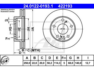 ATE 24.0122-0193.1 stabdžių diskas 
 Dviratė transporto priemonės -> Stabdžių sistema -> Stabdžių diskai / priedai
40206-9C000, 40206-9C001