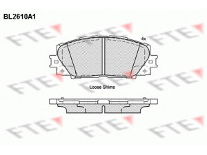 FTE BL2610A1 stabdžių trinkelių rinkinys, diskinis stabdys 
 Techninės priežiūros dalys -> Papildomas remontas
04465-0W140, 04465-0W141, 04465-47060