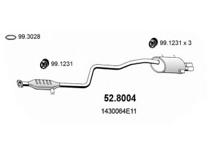 ASSO 52.8004 vidurinis / galinis duslintuvas 
 Išmetimo sistema -> Duslintuvas
1430064B00, 1430064B10, 1430064E10