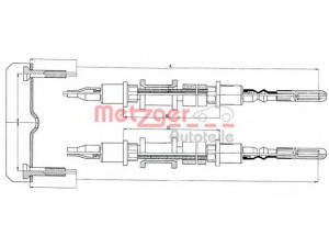 METZGER 11.5821 trosas, stovėjimo stabdys 
 Stabdžių sistema -> Valdymo svirtys/trosai
24404062, 522527, 522578, 522592