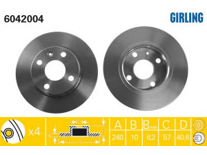 GIRLING 6042004 stabdžių diskas 
 Dviratė transporto priemonės -> Stabdžių sistema -> Stabdžių diskai / priedai
569112, 9196592, 9196592