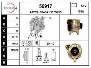 EAI 56917 kintamosios srovės generatorius 
 Elektros įranga -> Kint. sr. generatorius/dalys -> Kintamosios srovės generatorius
059903015