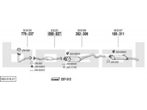 BOSAL 060.518.21 išmetimo sistema 
 Išmetimo sistema -> Išmetimo sistema, visa