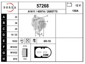 EAI 57268 kintamosios srovės generatorius
1435647, 1455494, 6G9N10300ADA
