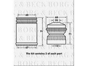 BORG & BECK BPK7027 apsauginio dangtelio komplektas, amortizatorius