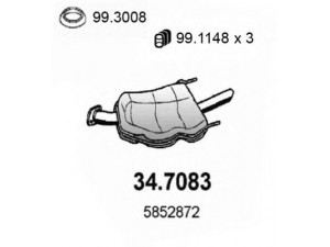 ASSO 34.7083 galinis duslintuvas 
 Išmetimo sistema -> Duslintuvas
24418548, 24422469, 5852120, 5852342