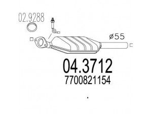 MTS 04.3712 katalizatoriaus keitiklis 
 Išmetimo sistema -> Katalizatoriaus keitiklis
7700821154