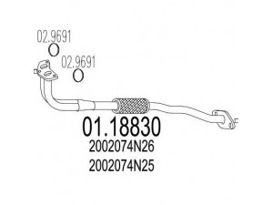 MTS 01.18830 išleidimo kolektorius 
 Išmetimo sistema -> Išmetimo vamzdžiai
2002074N25, 2002074N26