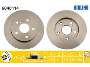 GIRLING 6048114 stabdžių diskas 
 Stabdžių sistema -> Diskinis stabdys -> Stabdžių diskas
4243102190, 4243112260