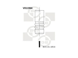 BGA V011964 išleidimo vožtuvas 
 Variklis -> Variklio uždegimo laiko reguliavimo kontrolė -> Vožtuvų eilė -> Vožtuvai/dalys
11341739821, 11341739823