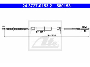 ATE 24.3727-0153.2 trosas, stovėjimo stabdys 
 Stabdžių sistema -> Valdymo svirtys/trosai
3A0 609 721, 3A0 609 721 B