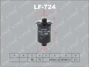 LYNXauto LF-724 kuro filtras 
 Techninės priežiūros dalys -> Papildomas remontas
23300-34000, 23300-46050, 23300-46090
