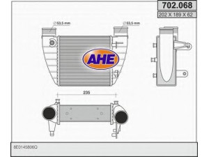 AHE 702.068 tarpinis suslėgto oro aušintuvas, kompresorius 
 Variklis -> Oro tiekimas -> Įkrovos agregatas (turbo/superįkrova) -> Tarpinis suslėgto oro aušintuvas
8E0145806Q