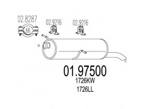 MTS 01.97500 galinis duslintuvas 
 Išmetimo sistema -> Duslintuvas
1726KW, 1726LL, 1726LN, 1726RH