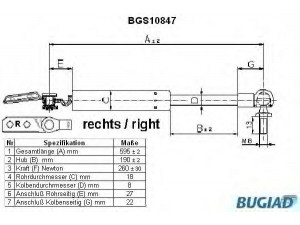 BUGIAD BGS10847 dujinė spyruoklė, bagažinė 
 Priedai -> Bagažinė/pakrovimo skyrius
68950-87789-000