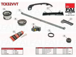FAI AutoParts TCK32VVT pavaros grandinės komplektas 
 Variklis -> Variklio uždegimo laiko reguliavimo kontrolė -> Sinchronizavimo grandinė/įtempiklis/kreiptuvas -> Pavaros grandinės komplektas
13028-4M51A