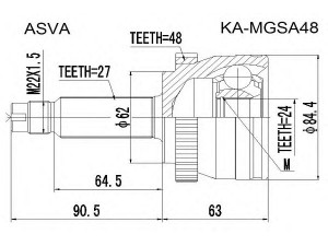 ASVA KA-MGSA48 jungčių komplektas, kardaninis velenas 
 Ratų pavara -> Sujungimai/komplektas
49591-2G206, 49591-2G202