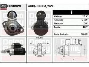 DELCO REMY DRS8020 starteris 
 Elektros įranga -> Starterio sistema -> Starteris
059911023H, 059911023HX