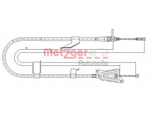 METZGER 17.0335 trosas, stovėjimo stabdys 
 Stabdžių sistema -> Valdymo svirtys/trosai
365318H300