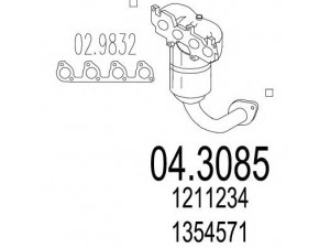 MTS 04.3085 katalizatoriaus keitiklis 
 Išmetimo sistema -> Katalizatoriaus keitiklis
1211234, 1220542, 1318370, 1354571