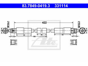 ATE 83.7849-0419.3 stabdžių žarnelė 
 Stabdžių sistema -> Stabdžių žarnelės
3D0 611 701 C, 3D0 611 701 D, 3D0 611 701 E
