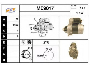 SNRA ME9017 starteris 
 Elektros įranga -> Starterio sistema -> Starteris
0041518501, 0051512101