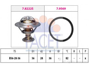 FACET 7.8222 termostatas, aušinimo skystis 
 Aušinimo sistema -> Termostatas/tarpiklis -> Thermostat