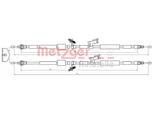METZGER 10.5452 trosas, stovėjimo stabdys 
 Stabdžių sistema -> Valdymo svirtys/trosai
1501658, 1540884