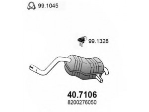 ASSO 40.7106 galinis duslintuvas 
 Išmetimo sistema -> Duslintuvas
8200276050, 8200916410