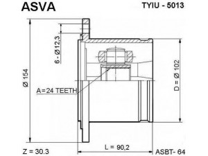 ASVA TYIU-5013 jungčių komplektas, kardaninis velenas 
 Ratų pavara -> Sujungimai/komplektas
43403-35010, 43403-35020