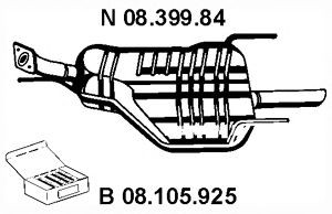 EBERSPÄCHER 08.399.84 galinis duslintuvas 
 Išmetimo sistema -> Duslintuvas
58 52 067, 58 52 097, 58 52 456