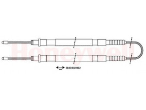 BENDIX 432657B trosas, stovėjimo stabdys 
 Stabdžių sistema -> Valdymo svirtys/trosai
1307963080, 4745G3, 1307963080